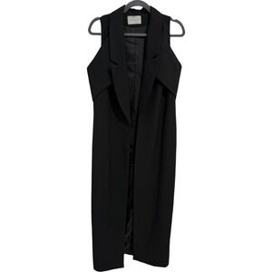 Lavish‎ Alice Black Sleeveless Duster Vest XS Longline Open Front Blazer Dress